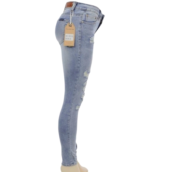 VinMe Distressed Women Jeans - Light Blue - Picture 3 of 3